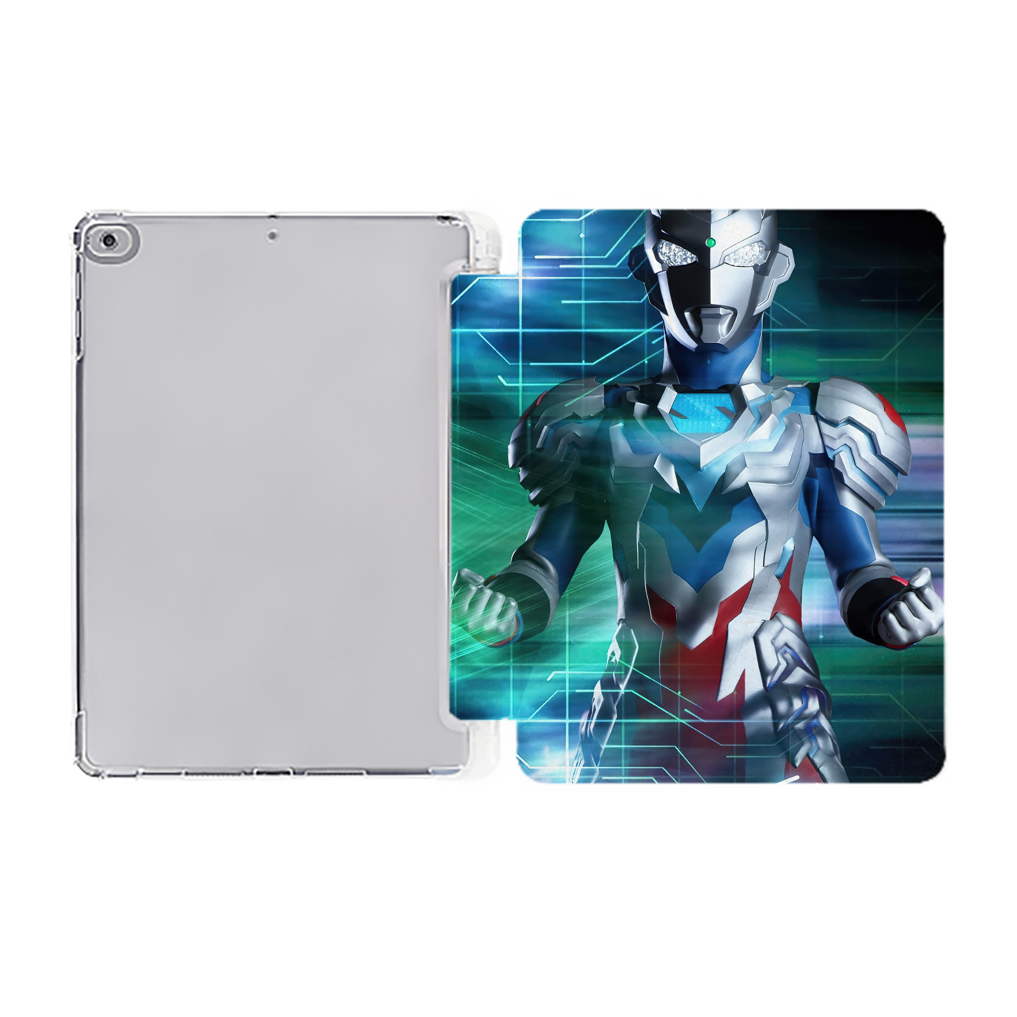 （画像用） ウルトラマン Ultraman IPad ケース ペン収納付き 三つ折りスタンド PUレザー×シリコン 対応機種9.5/10.5/10.9インチ